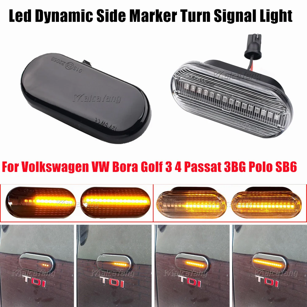 For Volkswagen VW Bora Golf 3 4 Passat 3BG Polo SB6 SEAT Ibiza Leon Skoda Ford Dynamic Turn Signal Light Side Marker Indicator