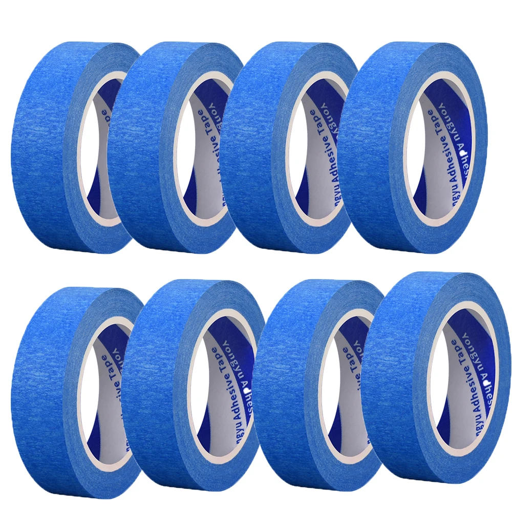 8 rollos de cinta estampada, cinta de pintor con respaldo adhesivo, azul hogar, oficina, papelería escolar, arte DIY, manualidades, cinta de etiquetas