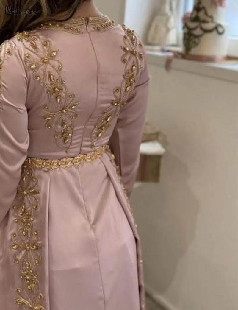 

Ciynsia индивидуальный кафтан, вечерние платья с длинными рукавами, золотое кружево трапециевидной формы, атласное Дубайское арабское мусульманское вечернее платье