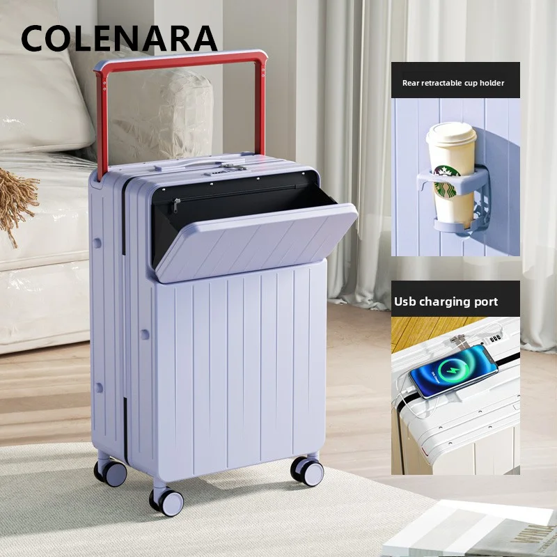 COLENARA valise de haute qualité boîtier d'embarquement de chargement USB 20 "22" 24 "26 pouces ouverture avant boîtier de chariot pour ordinateur portable bagage de cabine