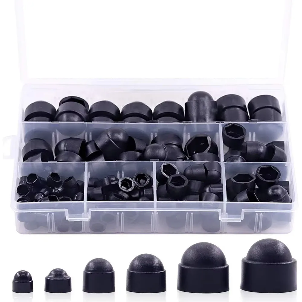 160Pcs Bolt Covers Screw Caps Assortment Kit, M4 M5 M6 M8 M10 M12 Nylon Acorn Dome Protection Caps for Protecting Hexagon Shaped