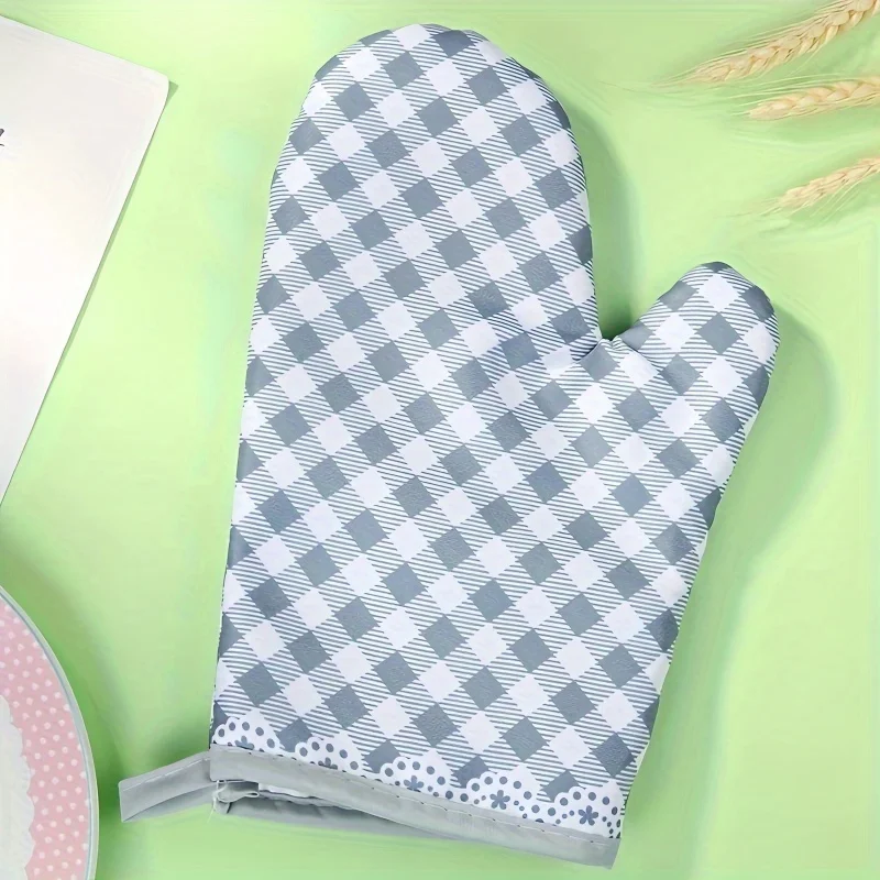 

2pcs Checkered Polyester Oven Mitts Heat Resistant Kitchen Gloves Non-Slip Durable Baking Cooking BBQ Tools for Home Kitchen Use
