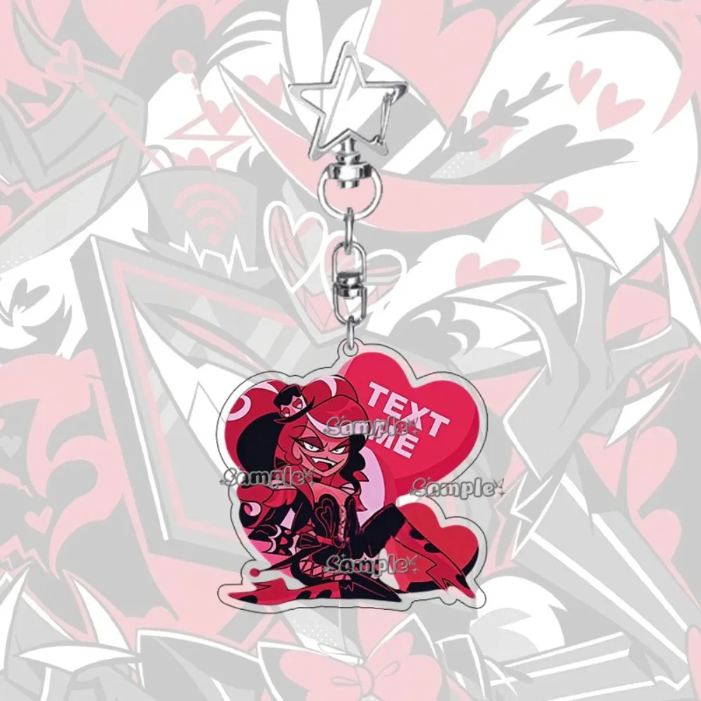 Anime Hazbin Hotel Angel Dust Valentino Alastor Couple Acrylic Keychain Pendant Cartoon Students Backpack Pendant Gift Ornaments view 3