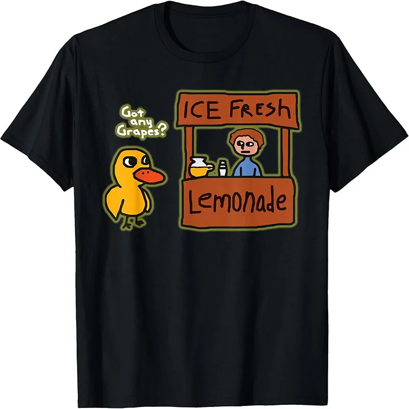 Got Any Grapes Duck Lemonade Stand Funny Cartoon Meme Graphic T-Shirt Viral Song Short Sleeve Tee Tops