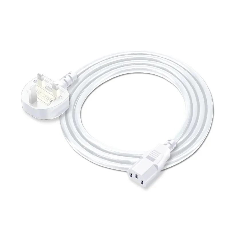 UK Power Supply Cord IEC320 C13 1.5m White Type G Plug British AC Power Cable for Computer Host Medical Server Desktop Printer