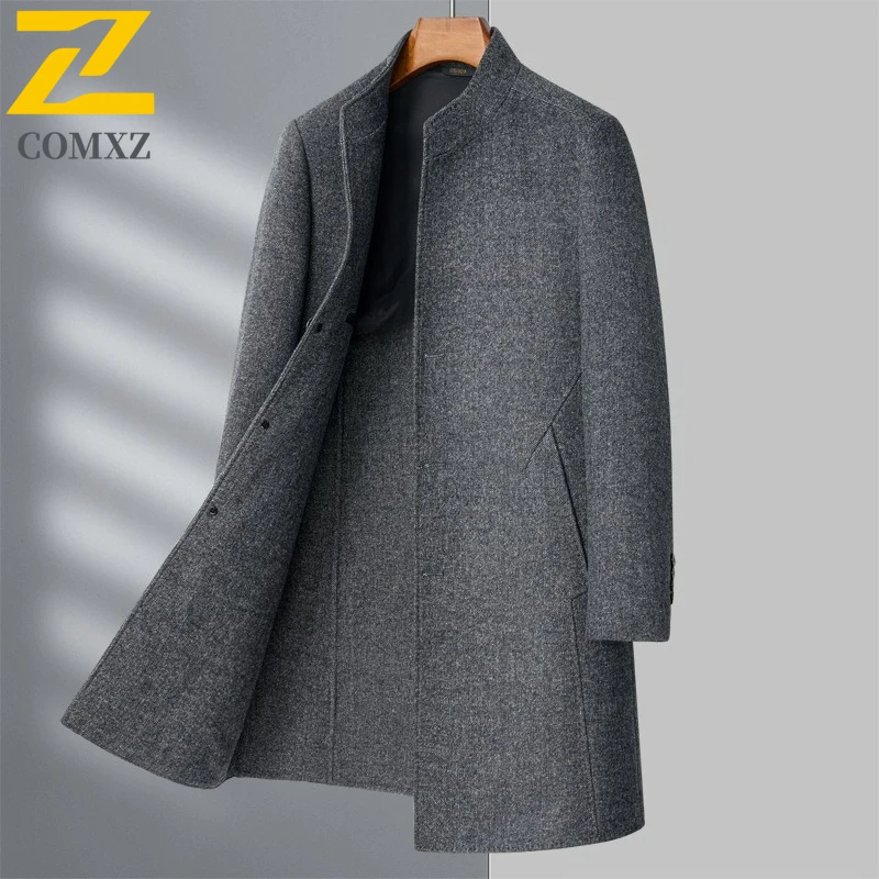 Winter Premium Wool Overcoat Male 2025 Light Luxury Medium Long Styles Business Casual Coat High Fashion Stand Collar TrenchCoat