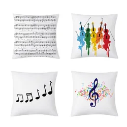 Retro Musical Note Pillow Case Piano Violin Guitar Throw Pillow Case Cover Musical Instruments Decorative Pillowcases 45*45CM
