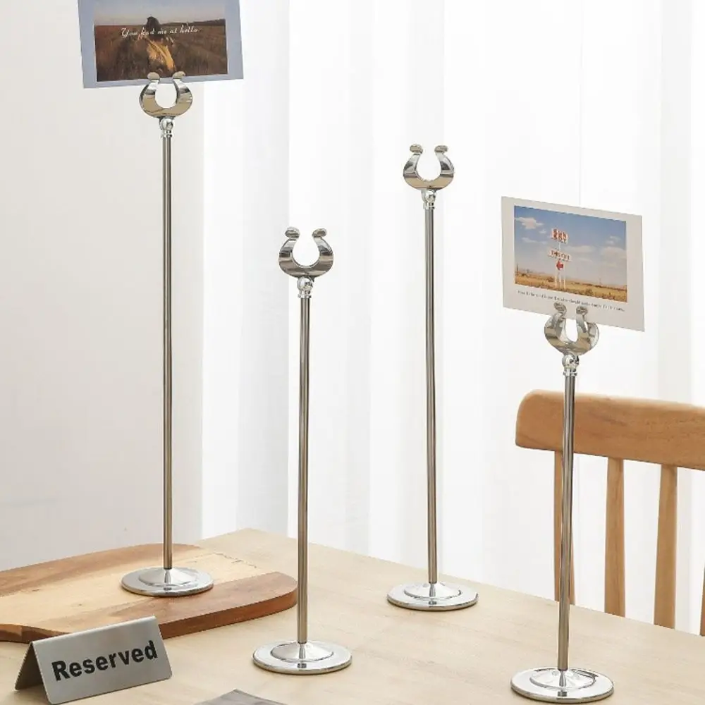 Durable Stainless Steel Table Number Holder Stable Base Seat Clamp Menu Standing U Shape Price Display Rack Table Accessories