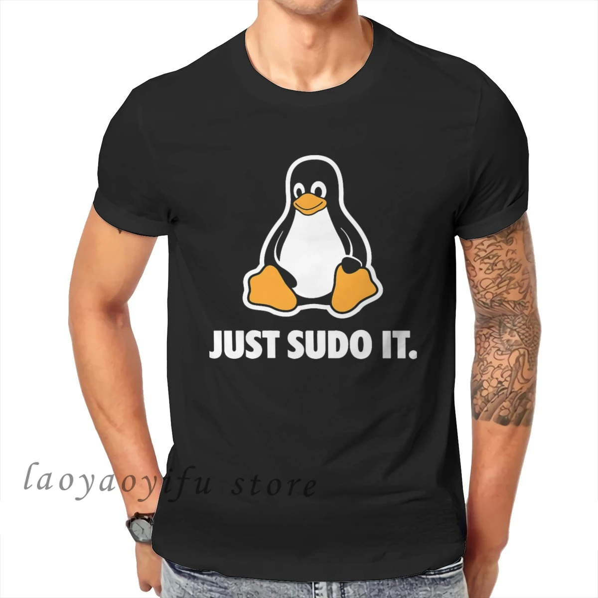 S-5XL Men Clothing Just Sudo It TShirt Funny for Men Linux Operating System Tux Penguin Clothing Style Tops Oversized T Shirt