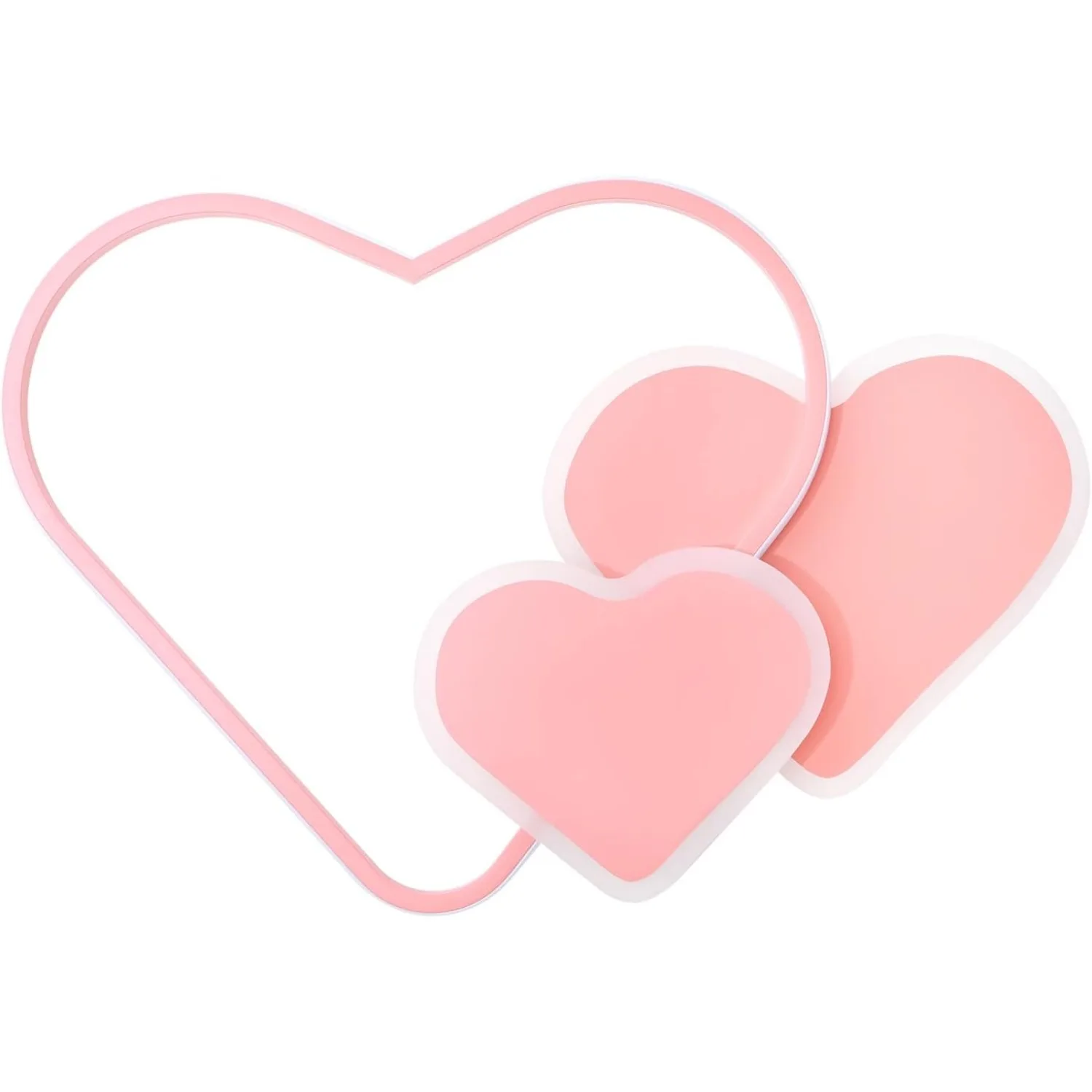 Love Heart-Shaped Ceiling Lamp，Adjustable Color Temperature Modern Led Ceiling Light，Remote Control 2 Heart Ring Chandelier Lig