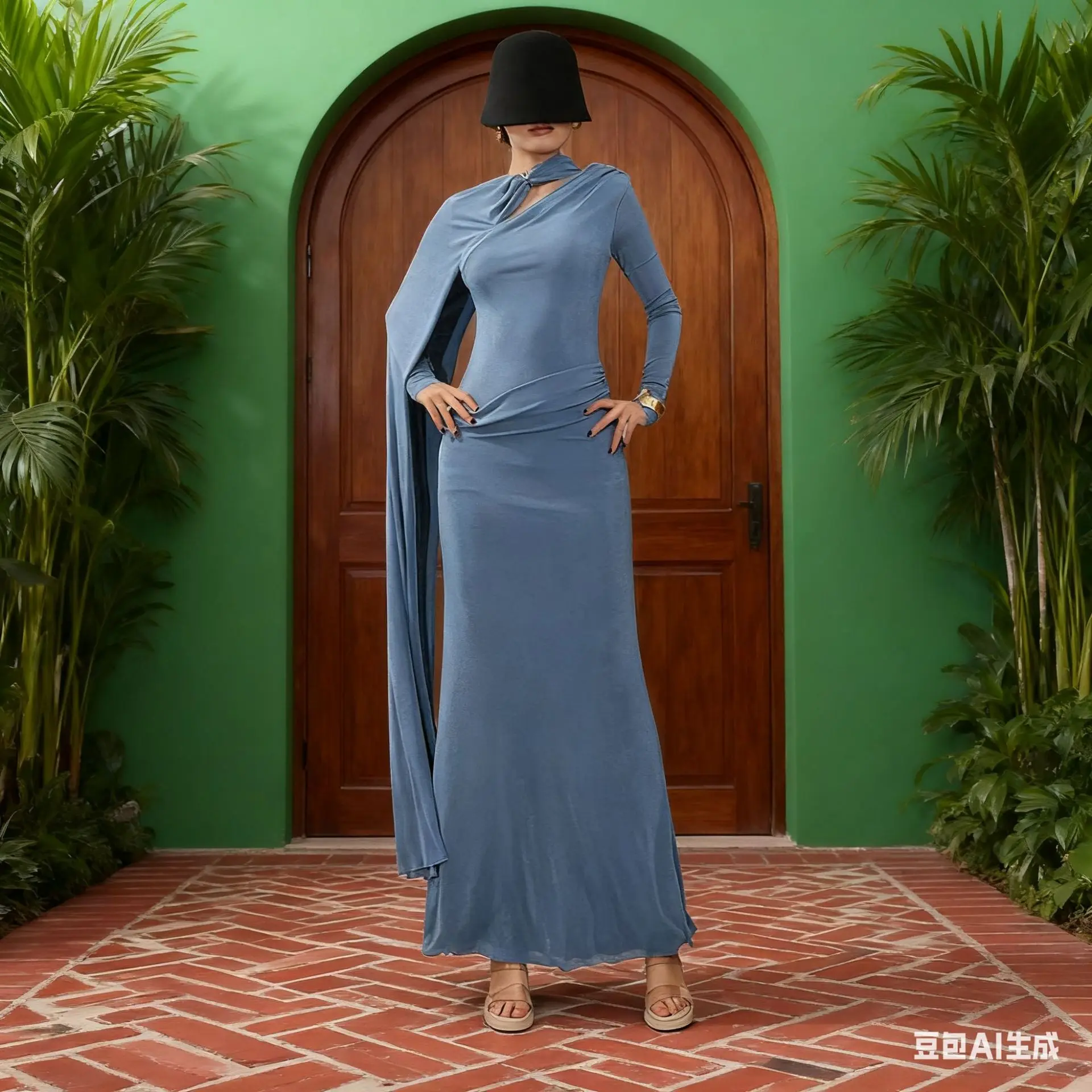 Franse elegante stijl effen kleur lange mouwen avondjurken herfst lint splitsen hoge taille slim fit bodycon maxi-jurk dames