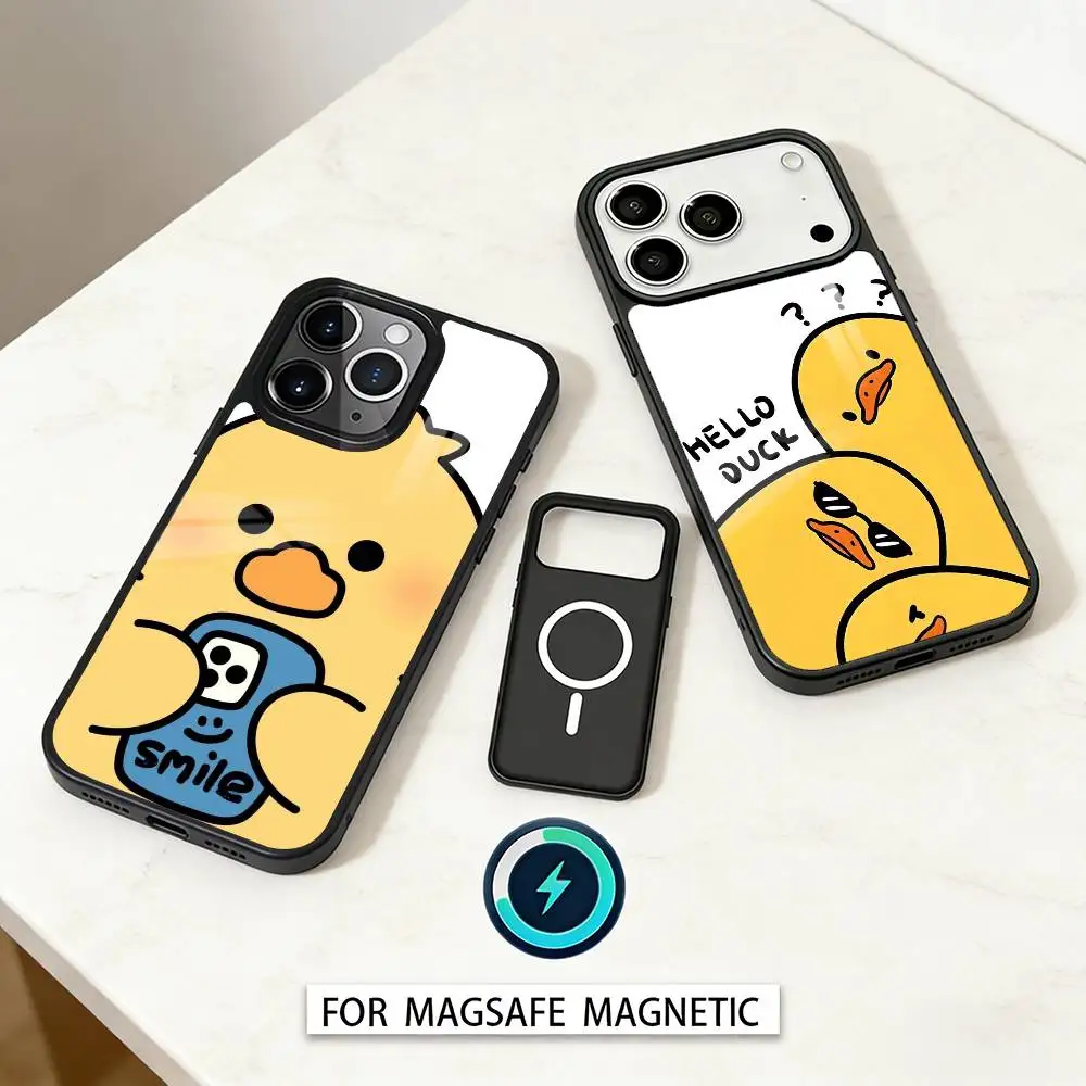 

Funny Yellow D-Duck Cute Phone Case Magnetic For iPhone17 16 15 14 13 12 Pro Max For Magsafe Wireless Charging Cover