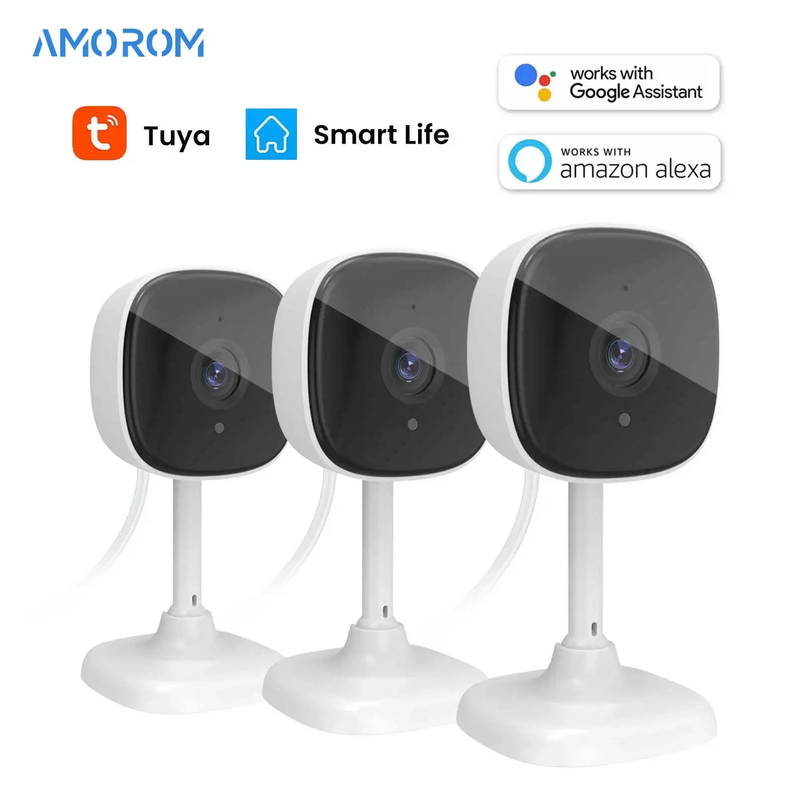 amorom camera ip mini vigilancia interior pet baby monitor visao noturna ai detectar wi fi 1080p alexa google home 01