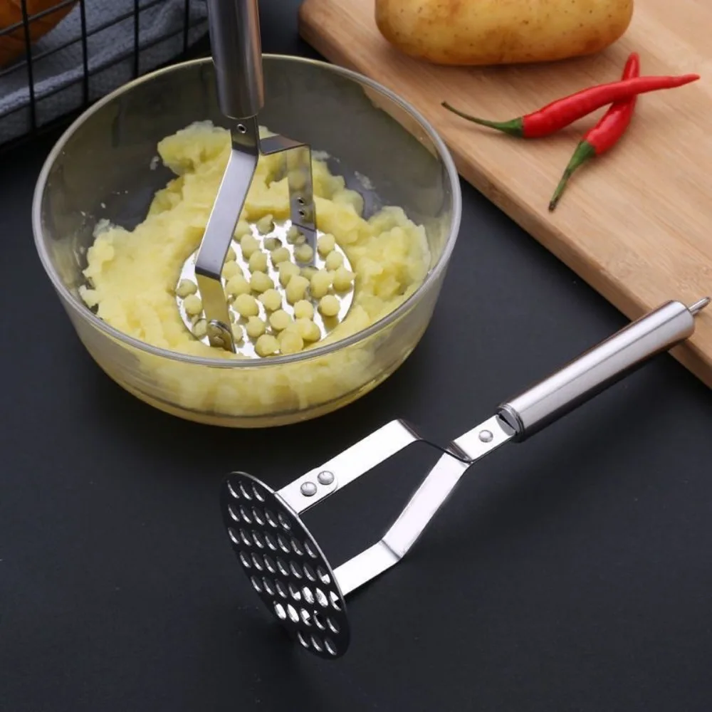 

Practical Stainless Steel Potatoes Masher Handheld Household Potatoes Crusher Rust-proof Hangable Potato Presser Baby Food