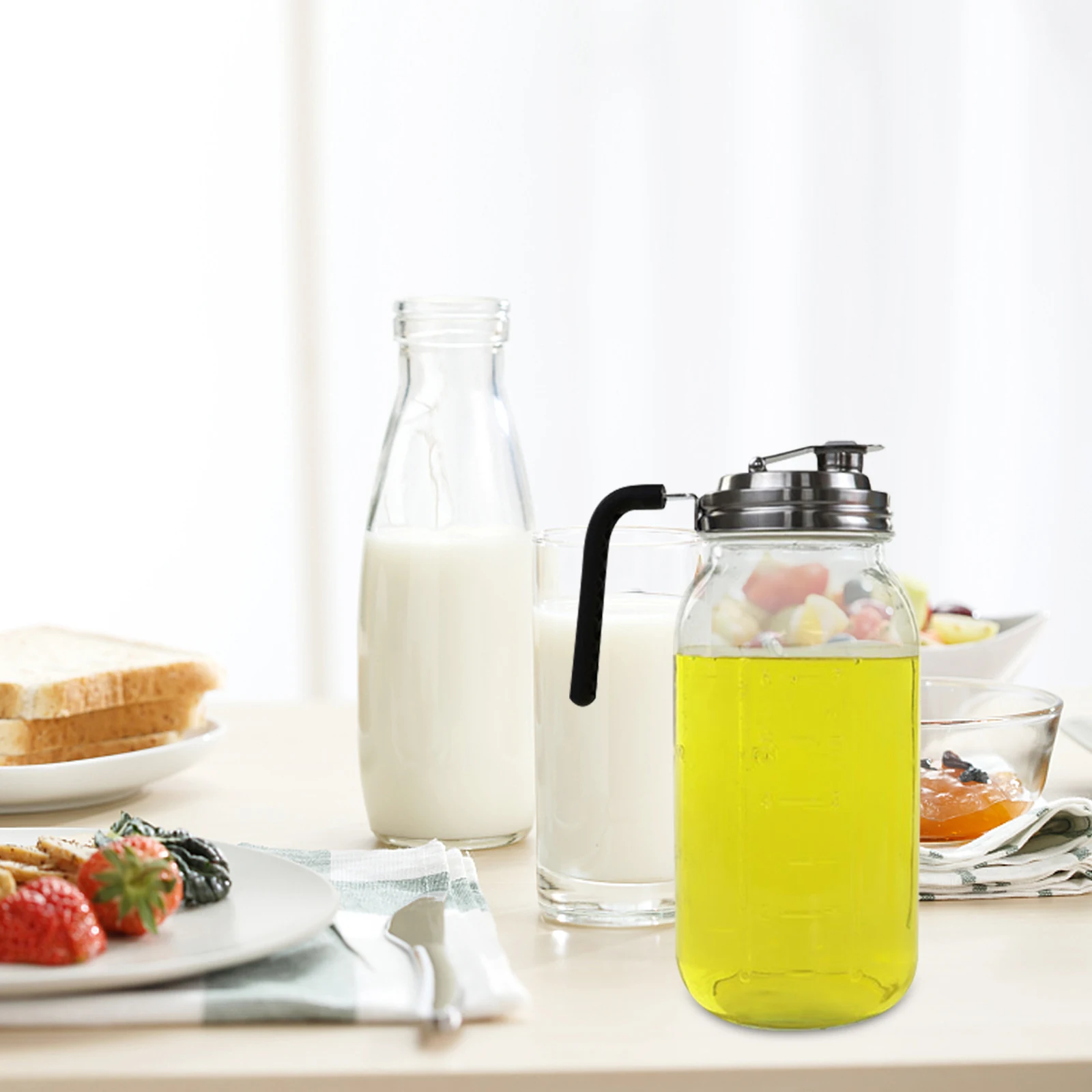 

Stainless Steel Handle Jar Lids Wide Mouth Leakproof Flip Cap Grade Seal Canning Regular Mouth Rubber Rings