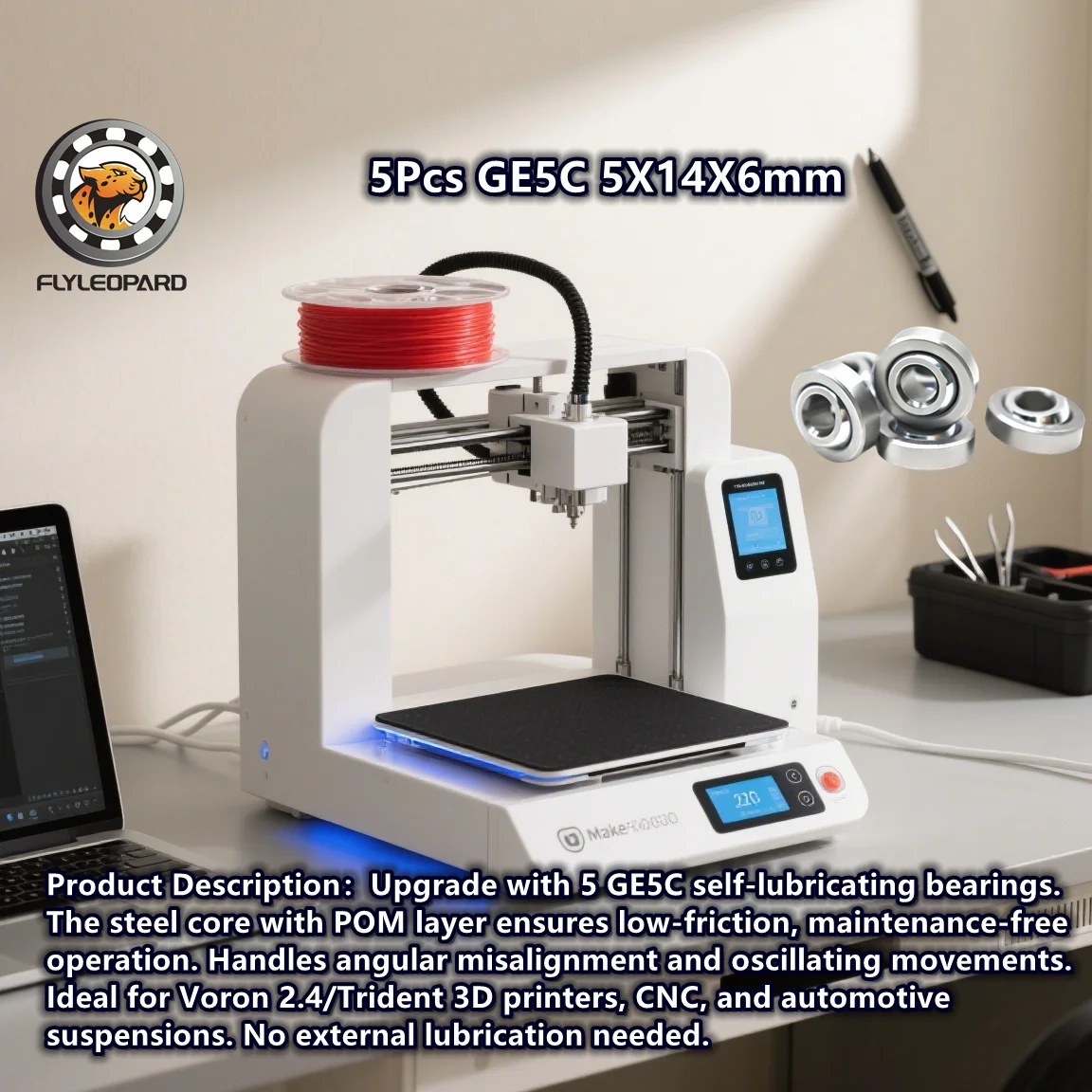 

Подшипники стержня GE5C (5 x 14 x 6 мм), набор из 5 предметов для более плавного движения и повышенной производительности в принтерах Voron