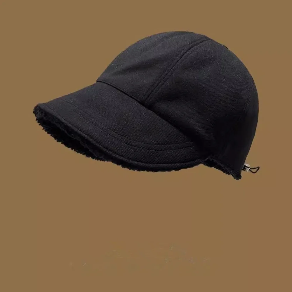 

Fashion Windproof Fleece Baseball Cap Wide Brim Soft Winter Peaked Cap Retro Ear Protection Warm Cap Fishing
