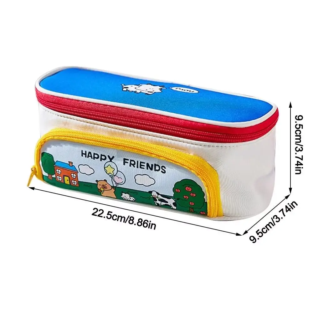 كابيبارا مزرعة مقلمة كرتونية تخزين مستحضرات التجميل المحمولة حقيبة أقلام رصاص الكورية سستة سعة كبيرة حقيبة تخزين الأدوات المكتبية #6