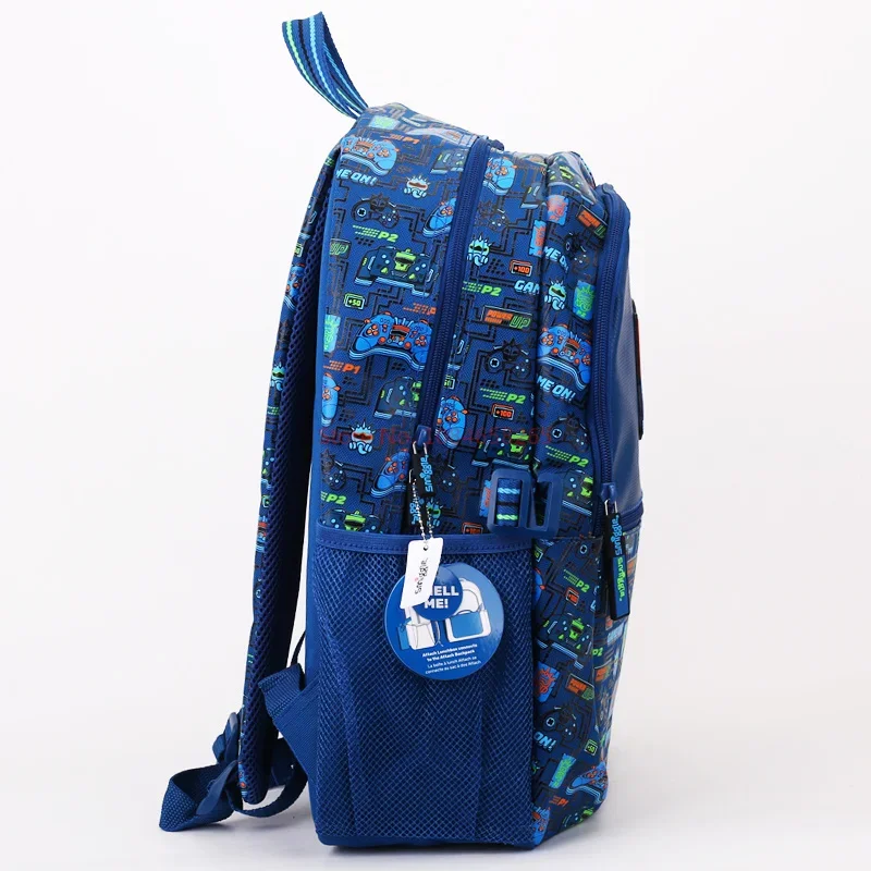 Genuine Australian Smiggle Blue Video Game Backpack, Boy Cartoon Double Button Postman Backpack, Pencil Case, Pencil Case