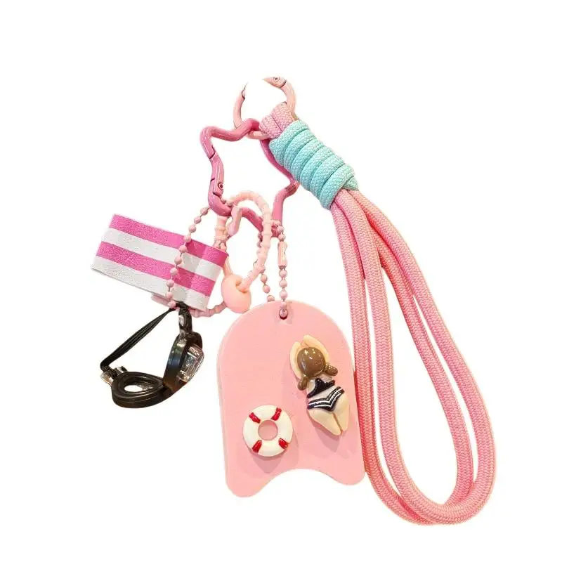 1 Set Cartoon Girls Boys Swimming Keychain Summer Swimming Pool Float Board Glasses Keyrings Pendant Charm Accessories Gifts