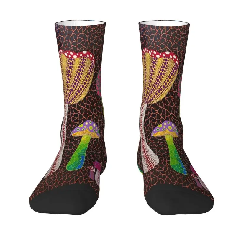 Harajuku Yayoi Kusama Toadstools Abstract Art Socks Men Women Warm 3D Printing Football Sports Crew Socks