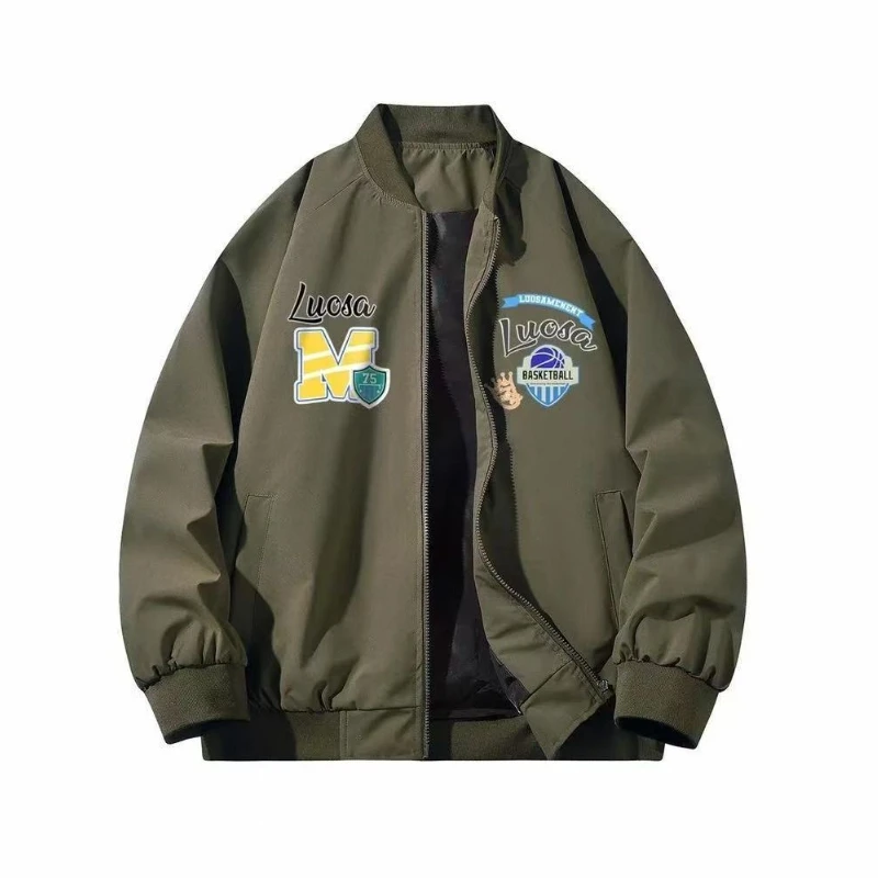 Hip Hop Fun Cartoon Graphic Jacket American Retro Black Pilot Jackets Loose Oversized Coats Harajuku Men Women Autumn Large Size