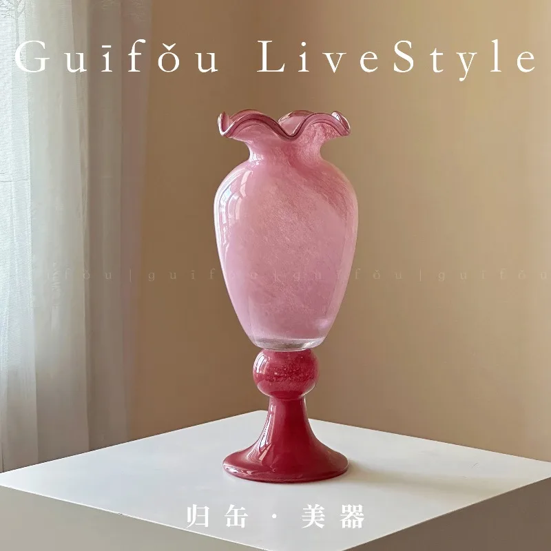 Pink year housewarming gift French vintage Fenton super nice artistic flower arrangement vase