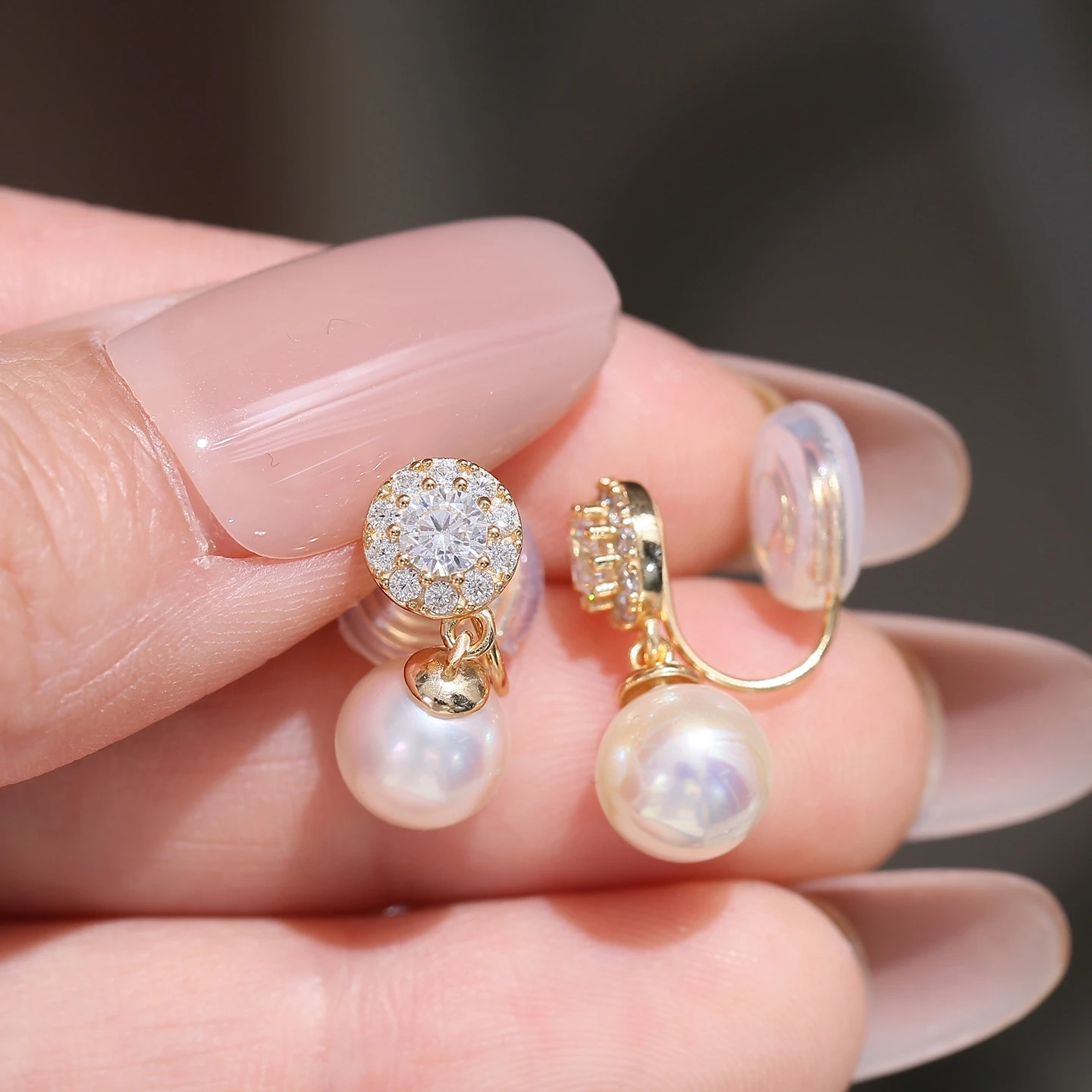 S925 Sterling Silver Earrings Clip Base Findings Mountings Jewelry Mounts Fittings Accessories for 7-10mm Pearls 3 pairs/lot