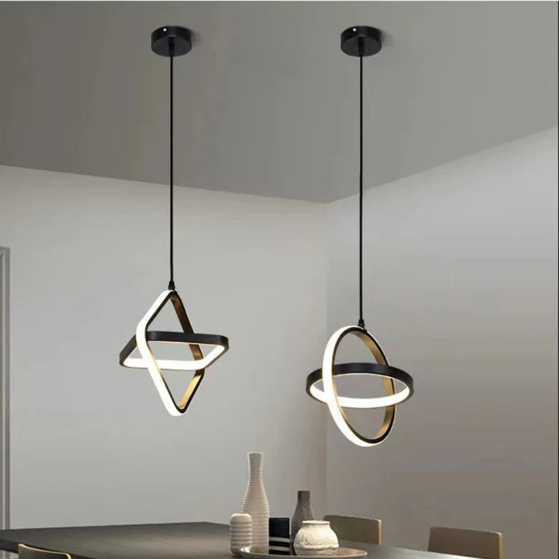 Modern LED Pendant Light Black White Hanging Light for Dining Room Bedroom Bedside Dining Table Kitchen Island - view 6