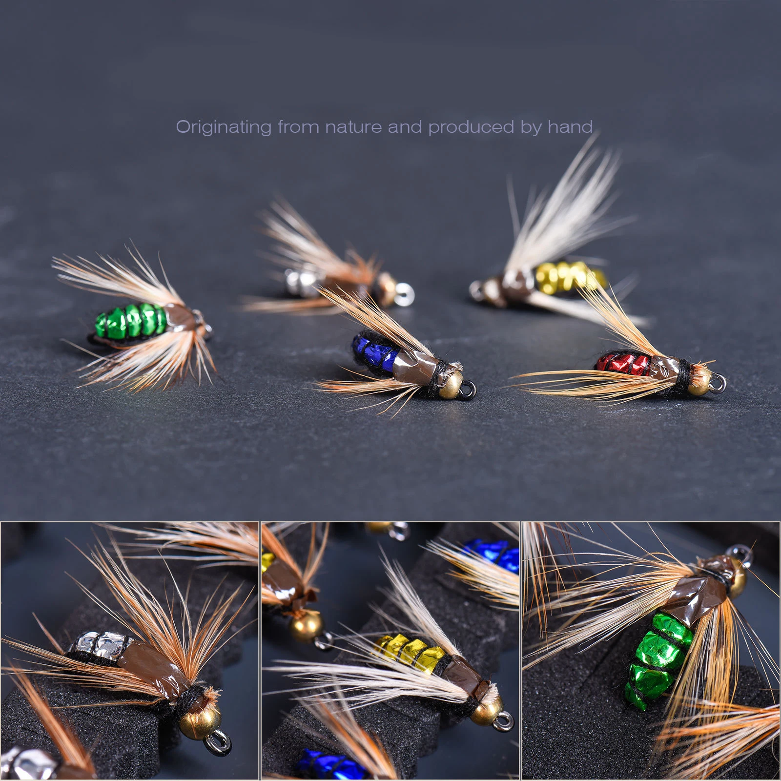 Sea.Yolo 50pcs/box Fly Hook Fishing Bionic Fishing Lure 5 Color Flies Bee Fly Fishing High Carbon Steel Fishing Hook