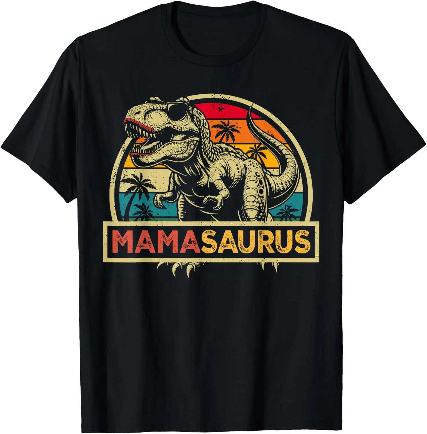 Mamasaurus T Rex Dinosaur Mama Saurus Family Matching T-Shirt Unisex Tee Vintage Y2K Aesthetic Gothic Streetwear Novelty  Retro Aesthetic Grunge 100%Cotton Crew Neck Holiday Gift