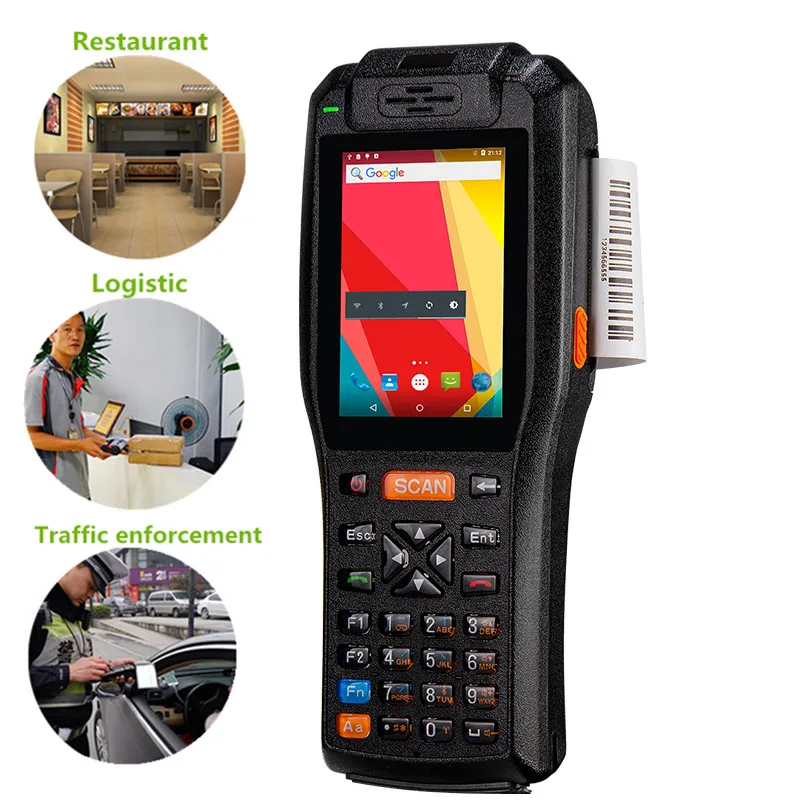 QS-3505 Industrial Logistics PDA 4'' Bluetooth Android Rugged Mini Tablet Handheld POS Terminal Within 58mm Mobile Printer Stock