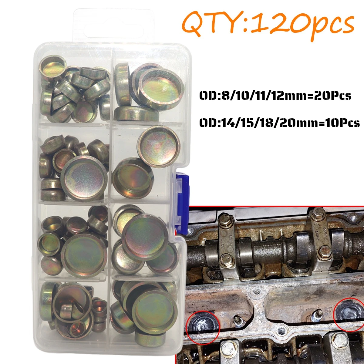 120pc Engine Freeze Expansion Core Plug Zinc Plated for Tractor Cylinder Head Block Welch Frost Cap For Peugeot Citroen Renault