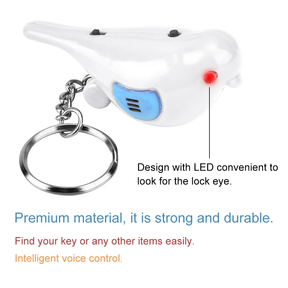 Bird LED Whistle Key Finder Intelligent Voice Control Keychain With Battery Intelligent Key Finder Whistle Key Finder Key Finder