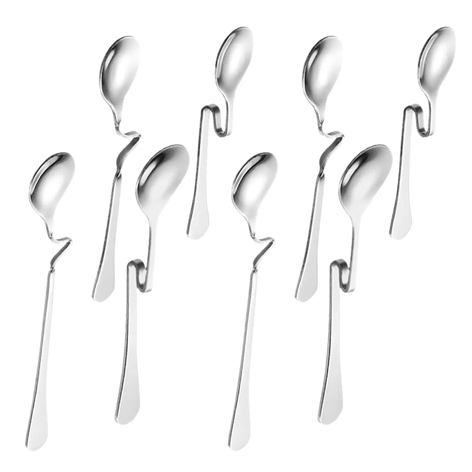 8Pcs Latte Stirring Spoon Stainless Steel Hanging Coffee Spoon Curved Handle Kitchen Serving Utensil for Tea Hot Chocolate Syrup