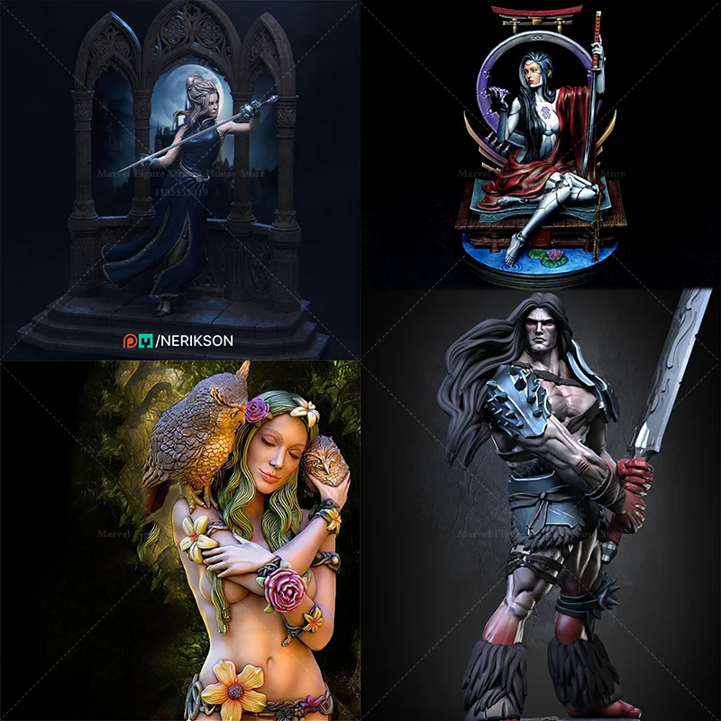 

1/24 1/18 масштаб лунный свет фехтовальщик цветок фея белая лилия фея мех красота DIY самособранная GK 3D смола не цилиндрированная кукла