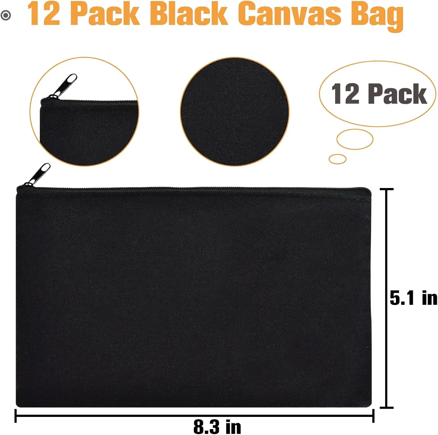 6Pack/12Pack White/Black Canvas Tote Bag for DIY Projects - Blank Reusable Shopping Bags for Sublimation, Gifts, and Storage