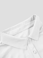 Plus Size 2025 Spring and Summer New Women's Casual Puff Sleeve Blouse Solid Color Suitable for Office Outdoor Single Breasted - Image 4