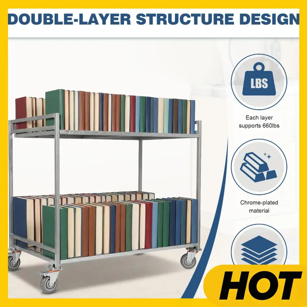 

Двухуровневая складная стальная тележка на колесах с ручкой, грузоподъемность 660 фунтов, для склада и гаража