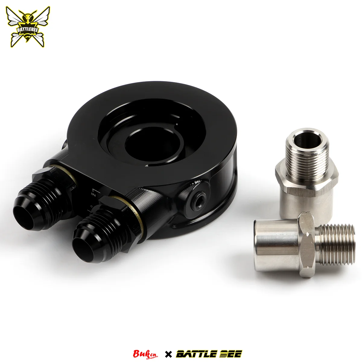 -Engine Radiator Adapter Oil Cooler Filter Sandwich Plate Thermostat Adaptor Universal AN8 AN10 Aluminum Alloy CNC BB-OFA-015