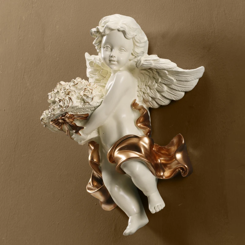 French Angel Wall Décor Vintage Celestial Metal Sculpture for European Living Rooms Sofa Backdrop Accent & Bedroom Wall Art