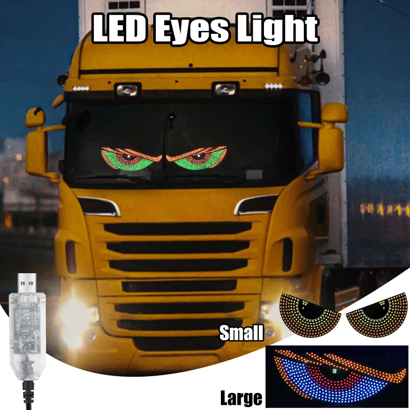 

Demon Eyes Vehicle Signal Lights LED Eyes Light Warning Strobe Lights USB Plug-in Matrix Panel Decorations for Car Windshield