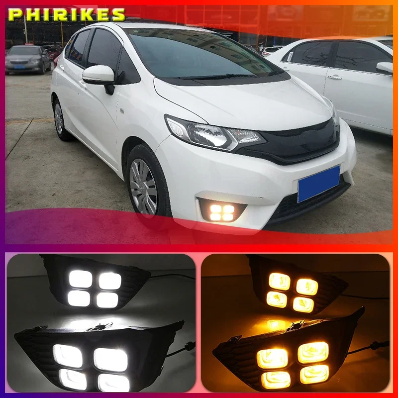 

For Honda Jazz Fit 2014 2015 2016 Turn Yellow Signal Relay Waterproof Car DRL 12V LED Daytime Running Light Fog Lamp