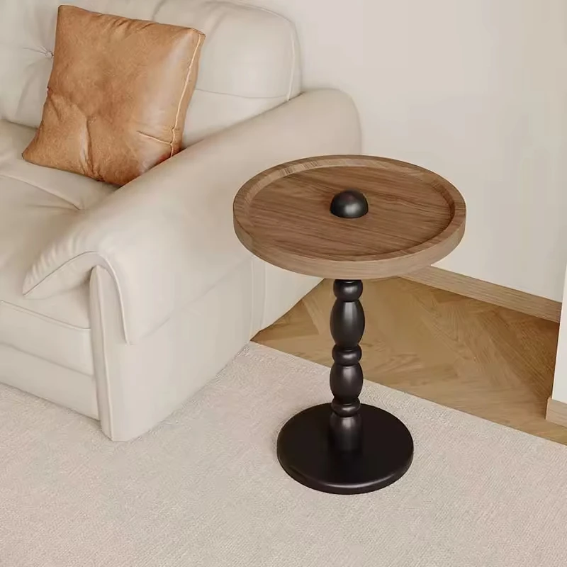 New Designer Round Coffee Table Side Wooden Walnut Small Coffee Apartment Living Room Coffee