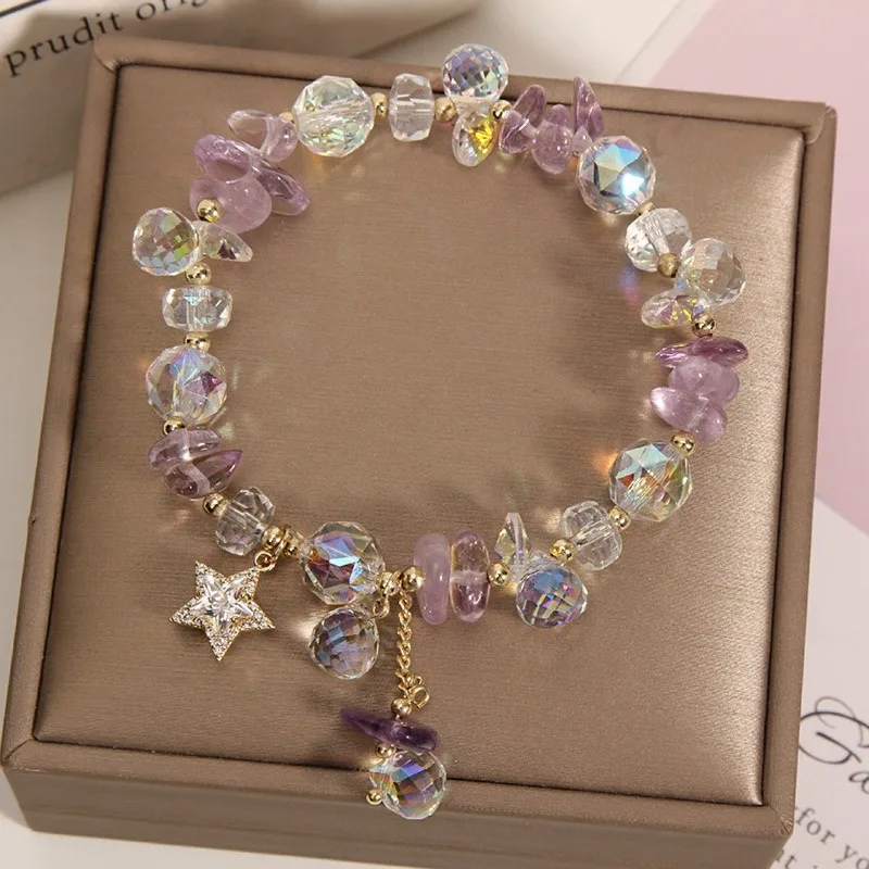 New Creative Fashion Lavender Romantic Amethyst Bracelet Versatile High Beauty Women Accessories Girlfriend Gifts Bulk Wholesale