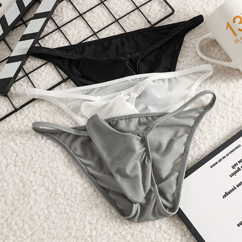 

Men's briefs ice silk low-rise underwear sexy jj set of underpants boys breathable gun egg separation male panties