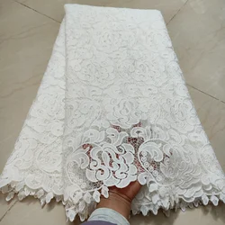 New Design White Milk Silk African Water Soluble Lace Fabric Nigerian Guipure Cord Lace Fabric For Party Dress Sewing KJFT2405