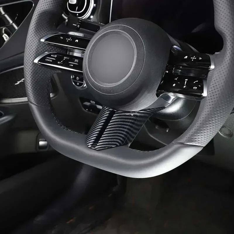For Mercedes Benz C Class W206 2022-2026 ABS Carbon Fiber Car Steering Wheel Decorative Frame Cover Trim Interior Accessories