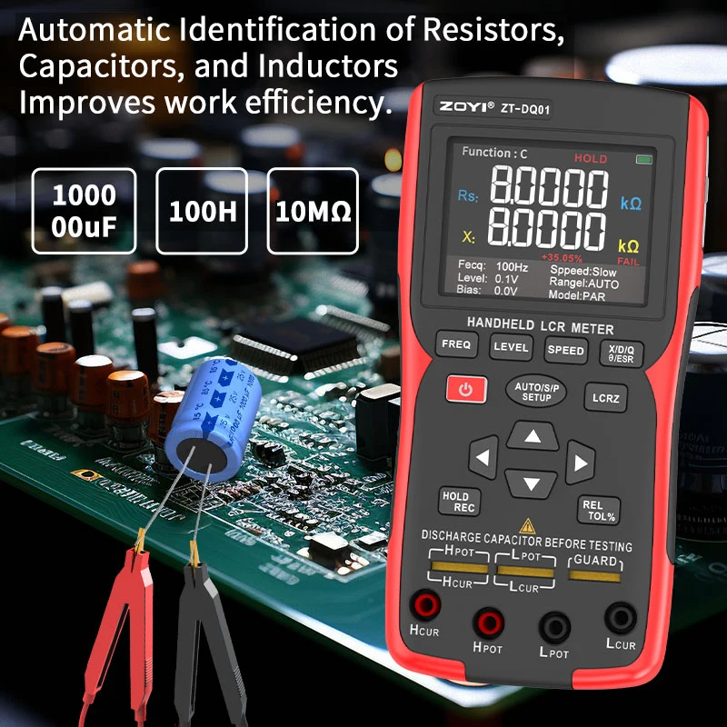 ZOYI High Precision Digital Bridge LCR Tester 99999 Counts Resistance Capacitance Inductance Electronic Component Measurement