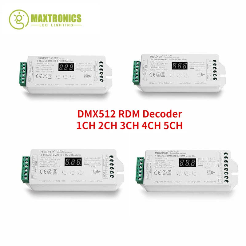 DC12-24V 1 2 3 4 5 Channel Constant Voltage D1-CX D2-CX D3-CX D4-CX D5-CX DMX512 RDM Decoder 1CH 2CH 3CH 4CH 5CH For LED Light